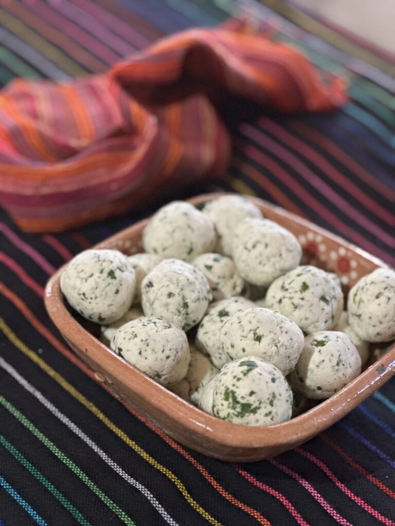 Close-up of the dough used to make tamales 